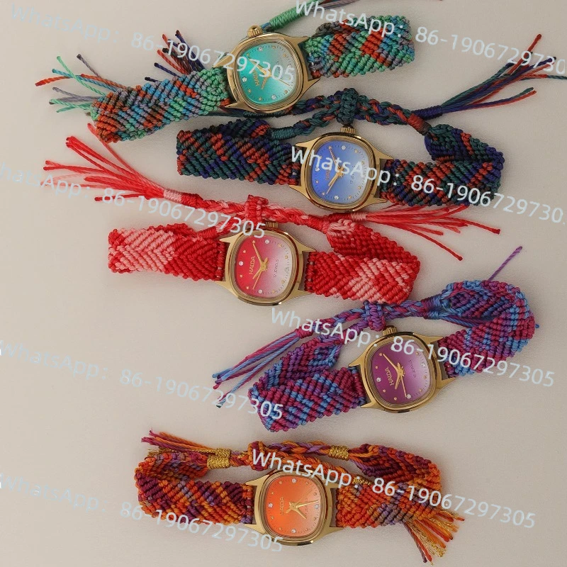 

Чистый ручной работы с диагональным рулонным узлом, ремешок Haida, брендовые ретро маленькие нишевые цветные ручные механические женские часы