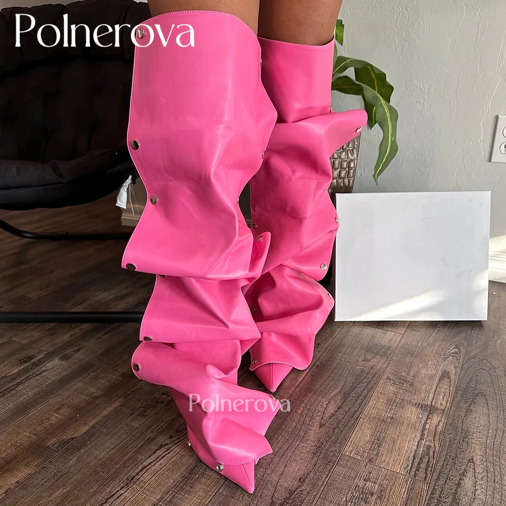 Removable Oversleeve Buttoned Over The Knee Boots Short Stiletto Heel Sexy Boots Two-Wear Fashion Women Modern Boots Multi-Color