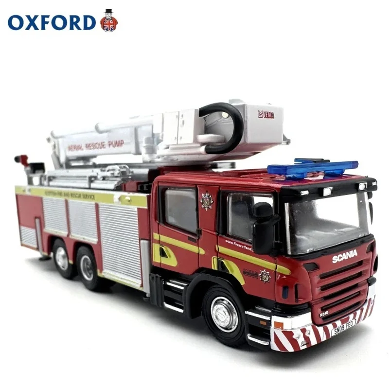 

OXFORD Scania Ladder Fire Truck 1:76 Truck Model Alloy Car Simulation Collection Desktop Ornaments Landscape Toy Gifts