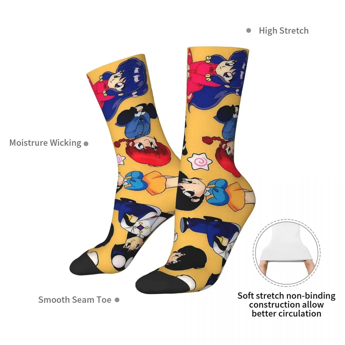 Ranma 1/2 Saotome Pig Girls Socks Harajuku Super Soft Stockings All Season Long Socks Accessories for Unisex Birthday Present