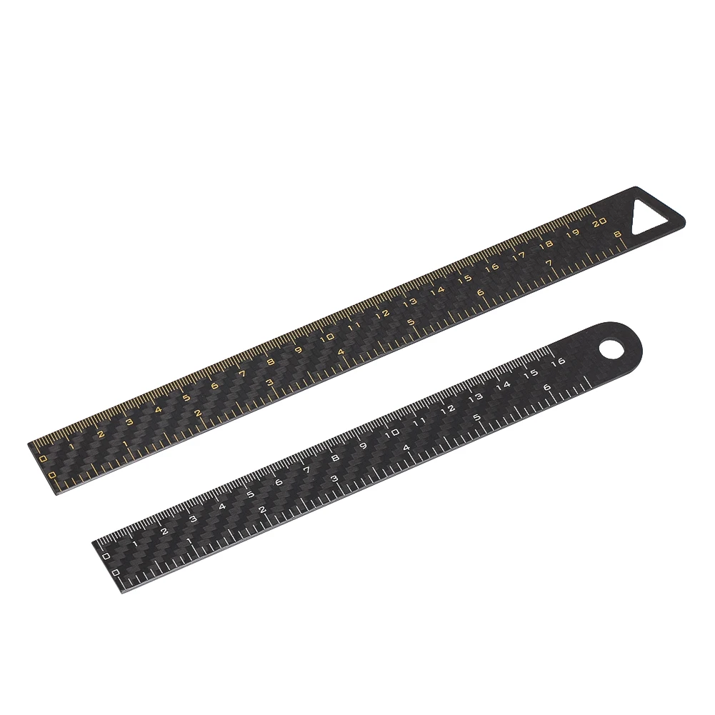 Premium Carbon Fiber Ruler Lightweight Durable Metric Measuring Tool Straight Edge Scale Triangle or Round End Two Size Options
