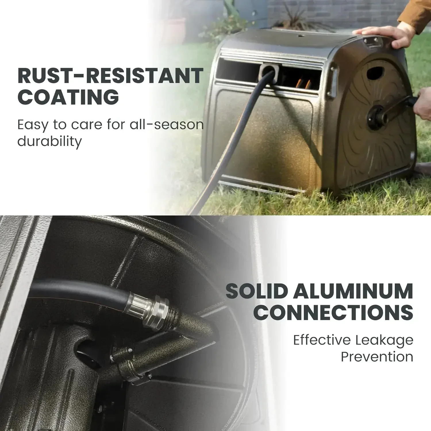 

Усиленная катушка-держатель для садового шланга, скрытая установка, с рукояткой, металлический бокс для шланга SW5, вместимость 150 футов (5/8 дюйма), зеленый