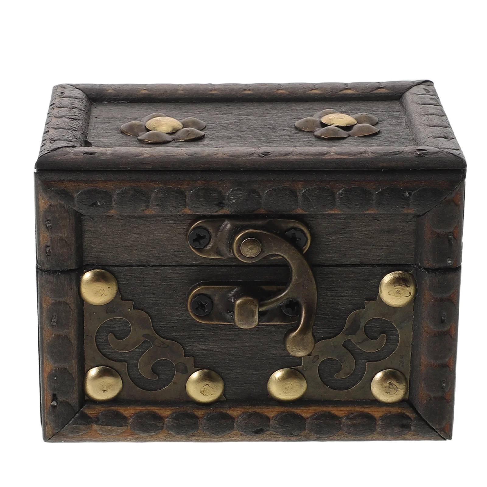 

Vintage Wooden Box Small Rectangle Treasure Chest Solid Wood Storage Case For Jewelry Trinkets Keepsakes Home Bedroom Decor