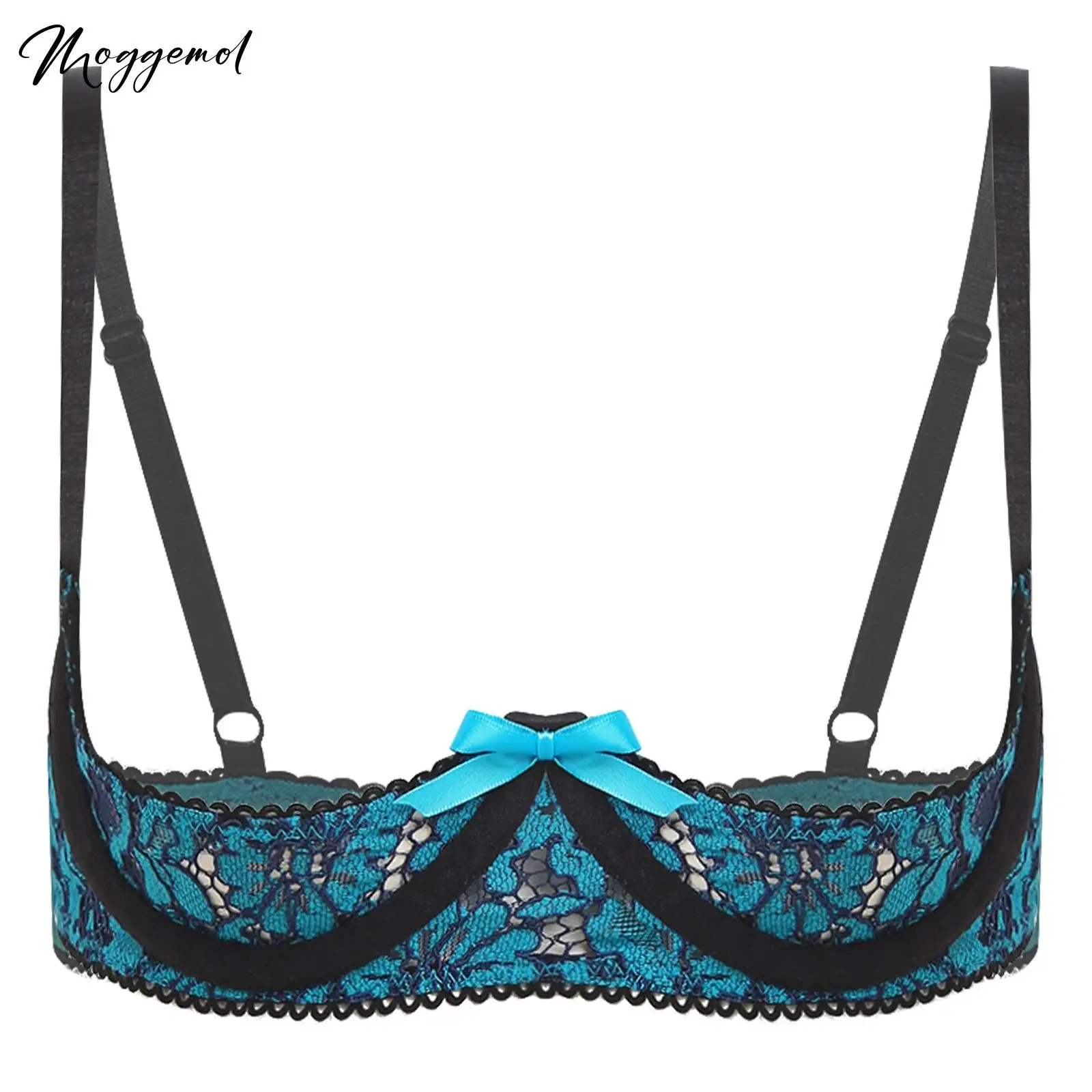 

Женский сетчатый прозрачный кружевной бюстгальтер пуш-ап с цветочным принтом, 1/4 чашки на косточках, балконет, бюстгальтер без чашек, глубокий U-образный вырез, нижнее белье, бюстгальтер