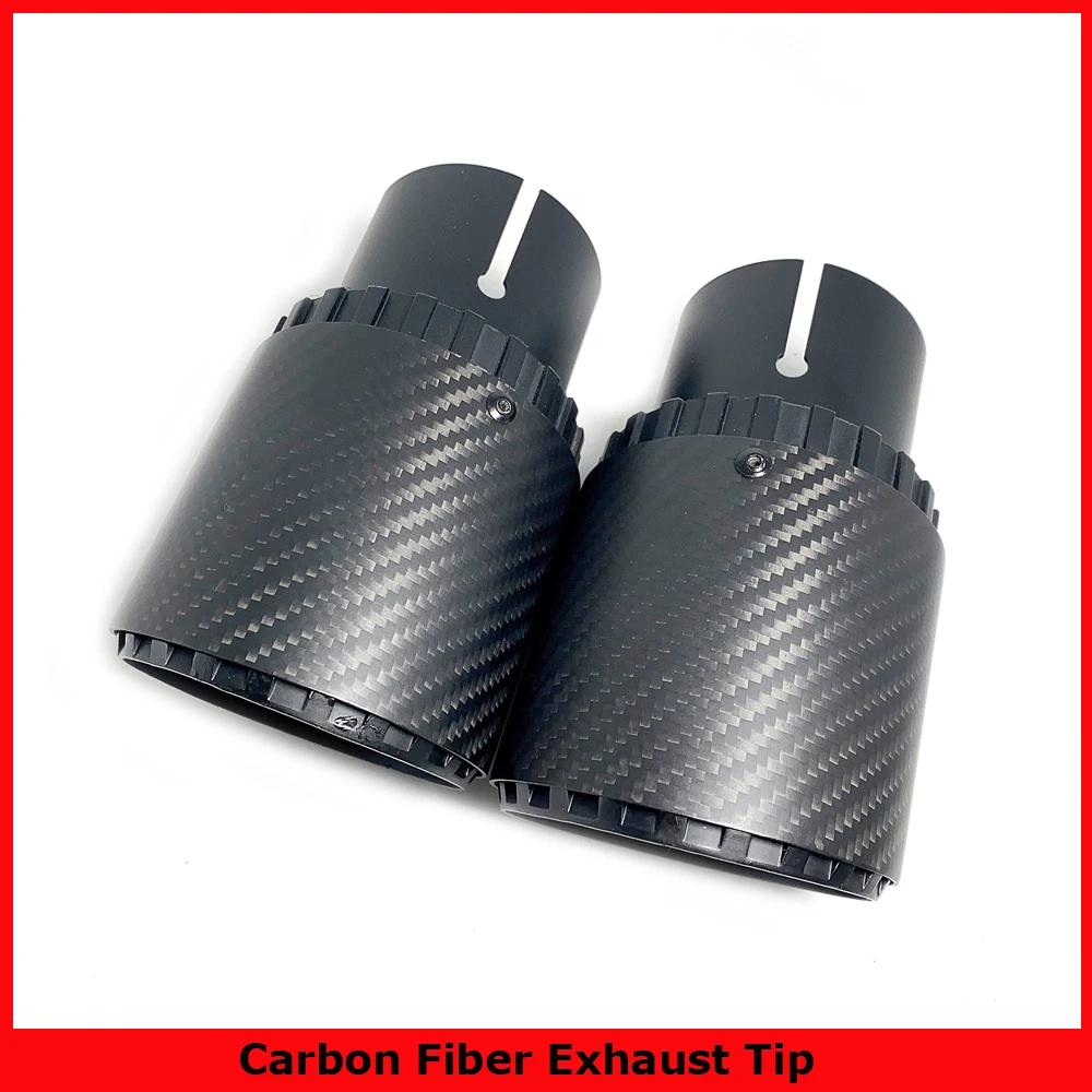 

1PCS Car Modification Black Exhaust Pipe Tail Throat Aluminum Alloy With Matt Carbon Fiber Muffler Tip