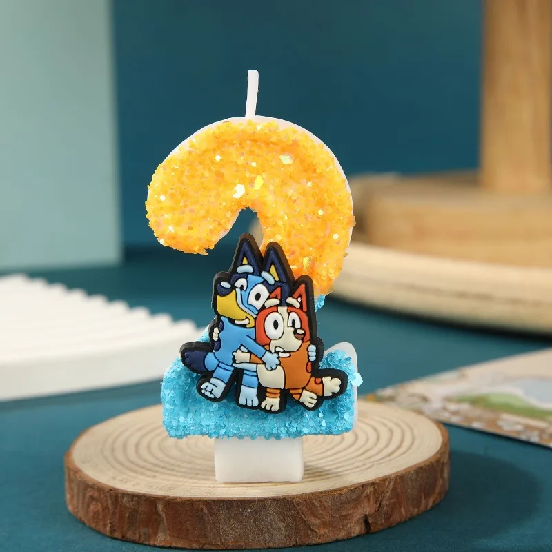 

New Bluey Bingo Theme Candle 3D Number 0-9 Birthday Cake Decoration Gift Cartoon Anime Figure Party Accessories Supplies