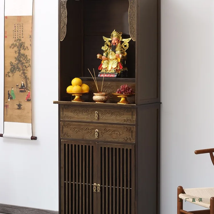 

Buddhist shrine cabinet wooden offering table for Buddha statue household altar stand