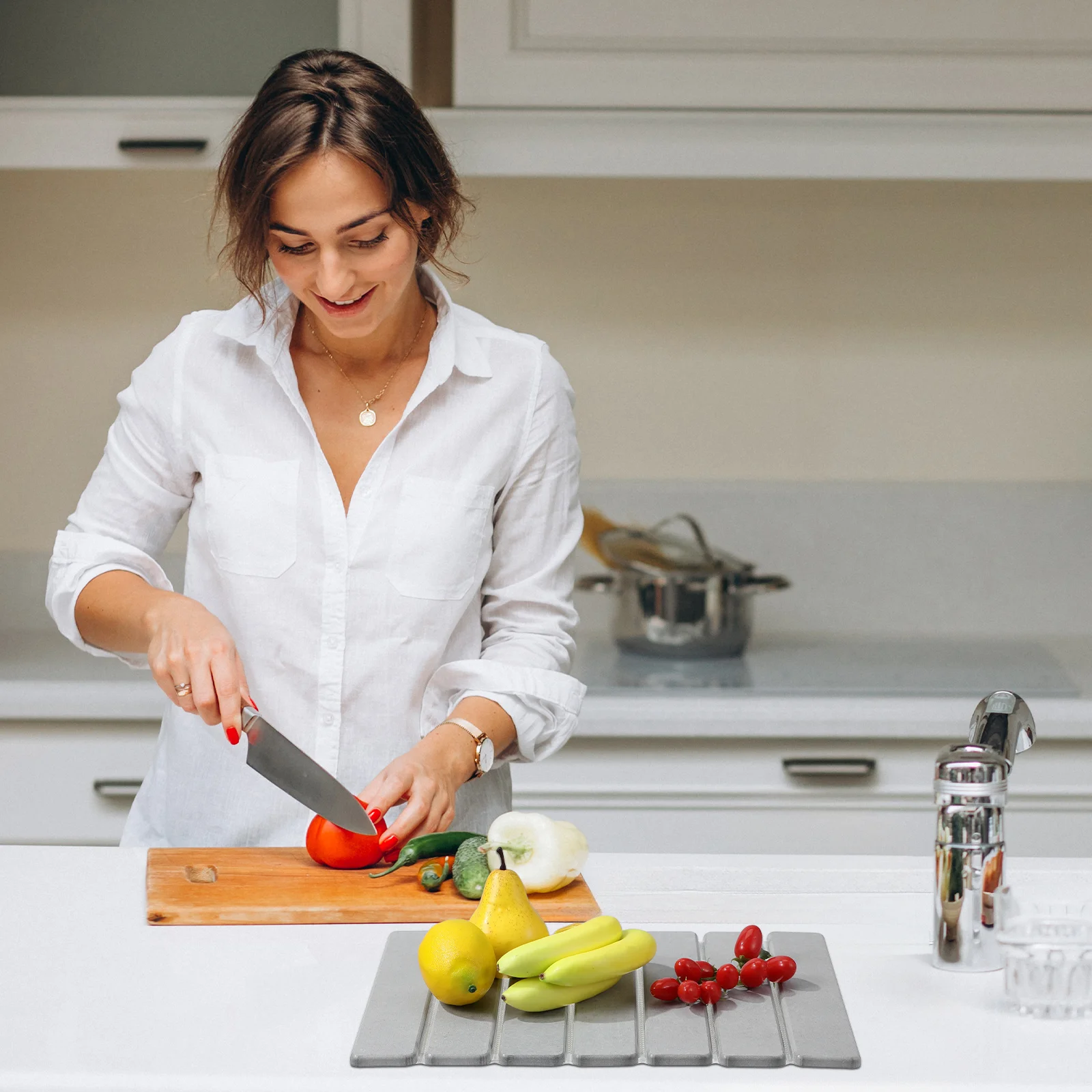 

Stone Dish Drying Mat For Kitchen Counter Collapsible Ultra Absorbent Diatom Mud Countertop Pad Quick Water Absorption Heat