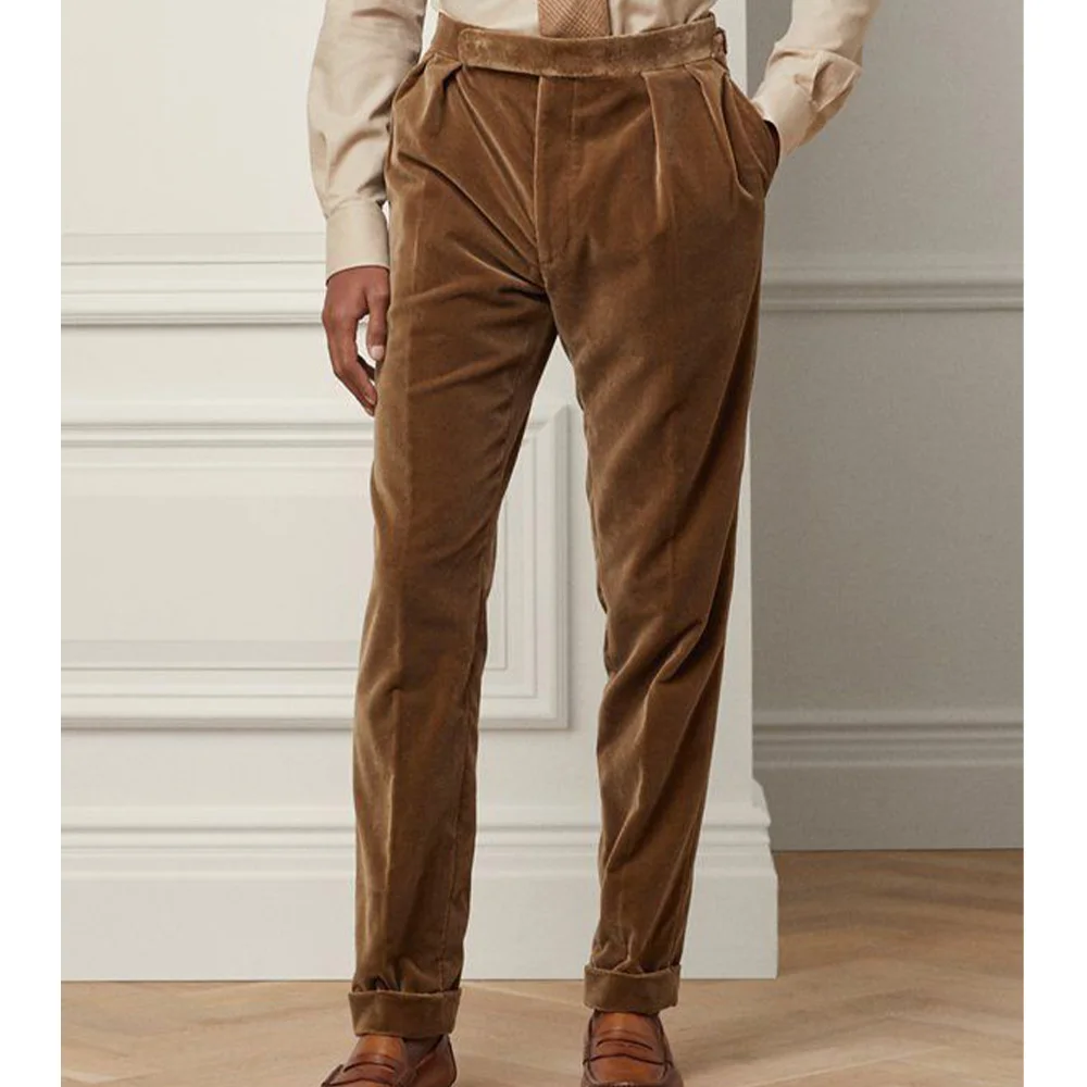 

Mens Velvet Suit Pants High Waist Tapered Trousers Comfortable Breathable Business Casual Office Wear Formal Dress Pant for Men