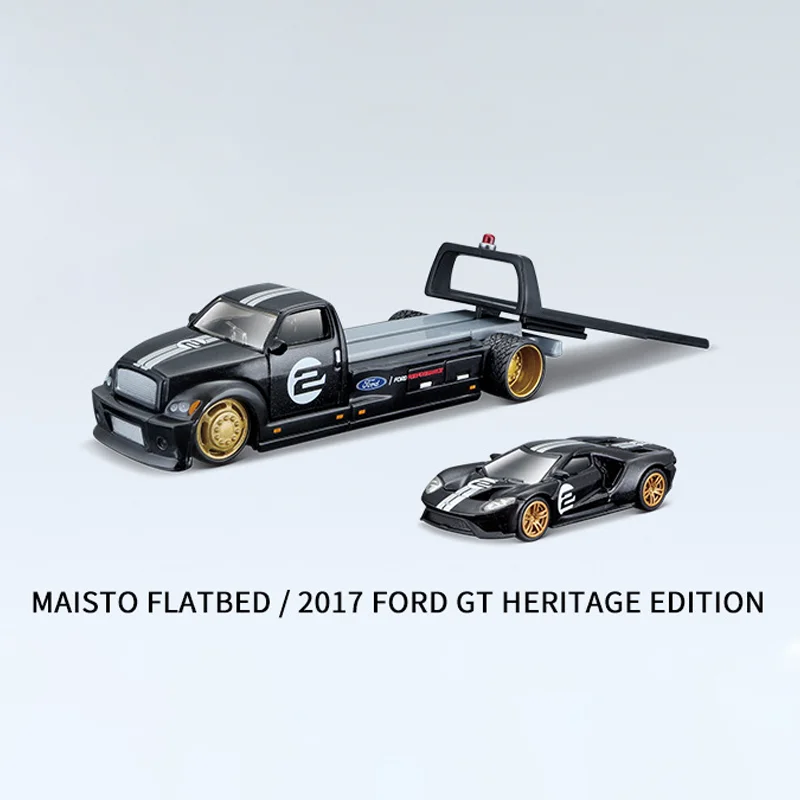 In Stock Maisto 1:64 Flatbed Trailer Transport Trailer Alloy Miniature Diecast Model Ford Gt Coe Flatbed Transport Trailer Toys