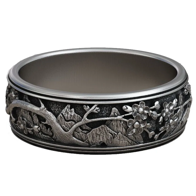 6.8g Band ringS landscape oriental flowers mountains Rings 925 SOLID STERLING SILVER Many Sizes Rings sz6-13