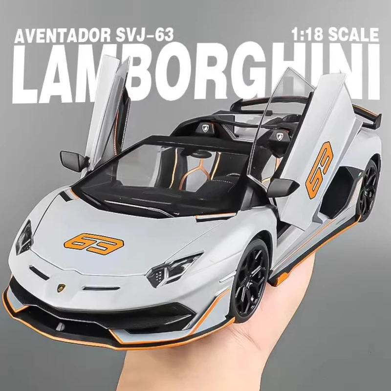 Large 1:18 Lamborghini Aventador SVJ Hidden Edition Alloy Racing Car Diecast Collect Hobby Model Ornaments Gift For Friend Boys