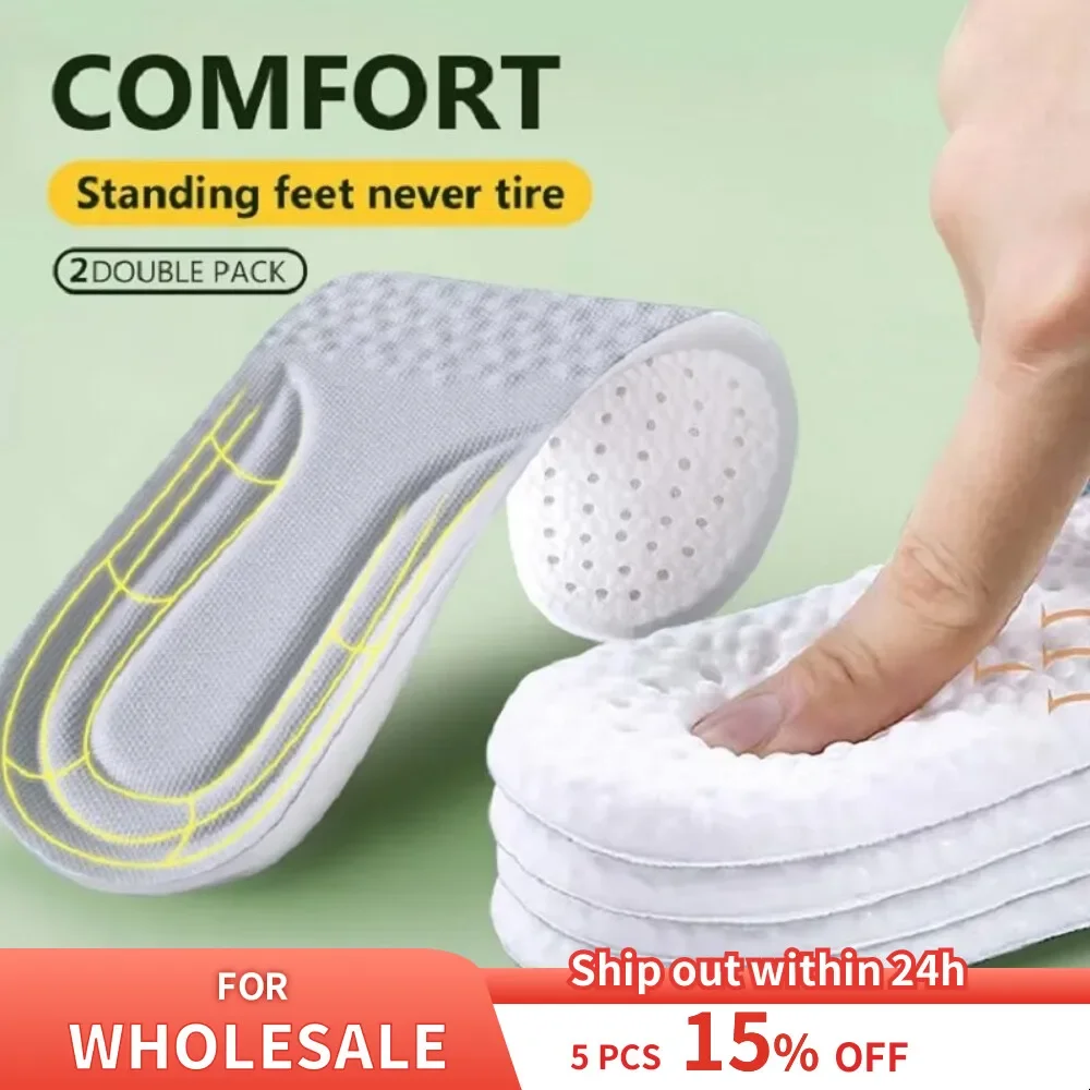 1Pair Shoes Memory Foam Sport Insoles for Sole Cushion Running Shock-Absorbant Breathable Deodorization EVA Orthopedic Soft Pad