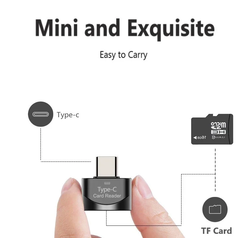 Tipo C para Micro-SD TF Adaptador, Adaptadores USB OTG, Smart Memory Card Reader, Micro USB para Tipo C Adaptador Micro-SD para Xiaomi Macbook