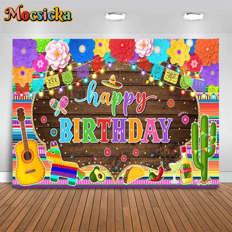 

Mocsicka Photography Backgrounds Happy Birthday Floral Decor Backdrops Boys Girls Party Kids Portrait Photo Studio Banner