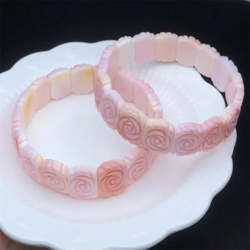 16MM Natural Aliger Gigas Shell Flower Bracelet Jewelry Design Handmade Beads Healing Women Jewelry Holiday Gift 1PCS