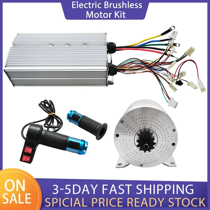 

3000W 72V Electric Brushless Motor Kit, 3-speed Motor w/Controller for Go Kart Electric Scooter E Bike Part Conversion