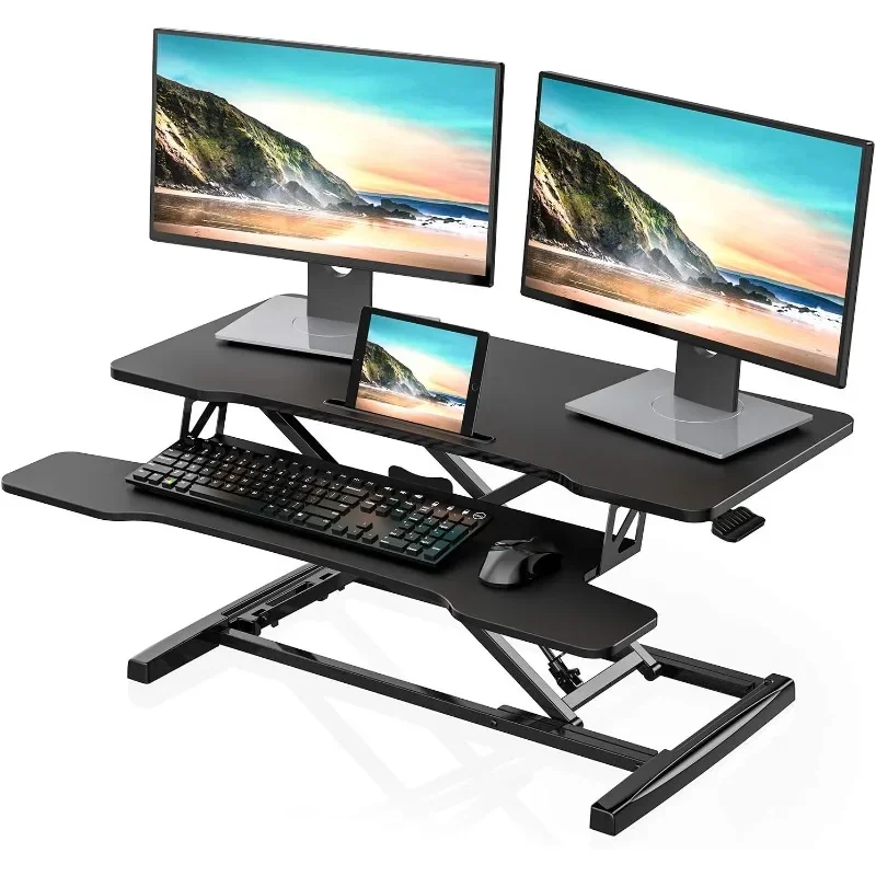 

FITUEYES Height Adjustable Standing Desk for Laptops Dual Monitor Riser