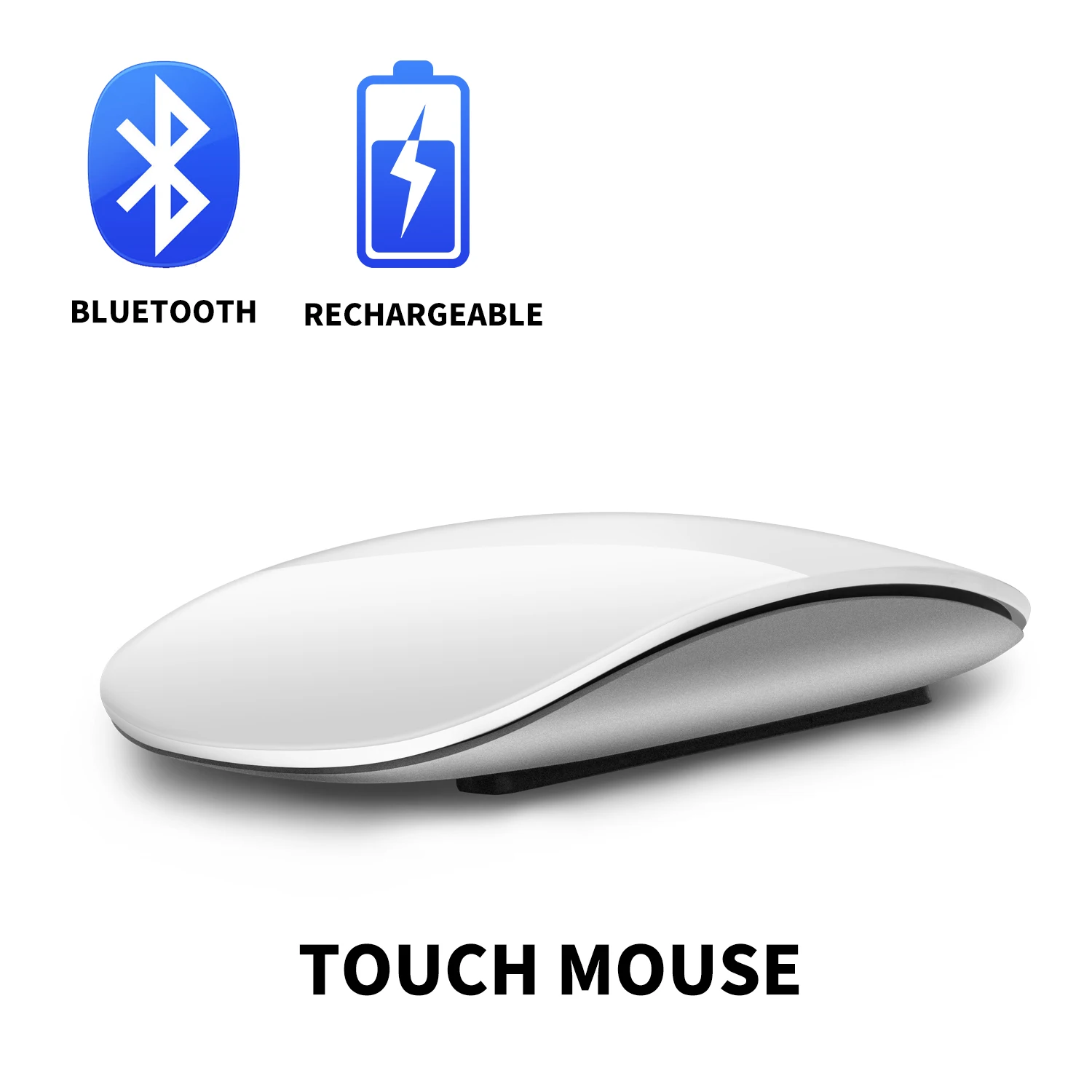 Ratón inalámbrico Bluetooth 4,0, ratón silencioso recargable con tacto multiarco, ratón mágico ultrafino para ordenador portátil, Ipad, Mac, PC y Macbook