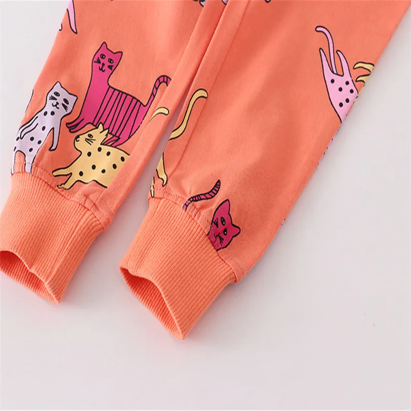 Jumping Meters New Arrival Cats Print Drawstring Boys Girls Sweatpants Full Length Children\'s Clothes Trousers Pants Animals