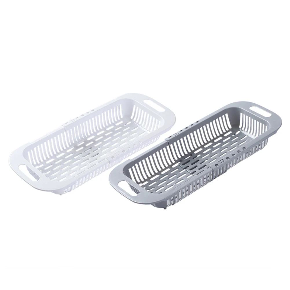

2Pcs Kitchen Storage Rack Telescopic Draining Basket for Fruit Tableware Adjustable Sink Accessory Retractable PP