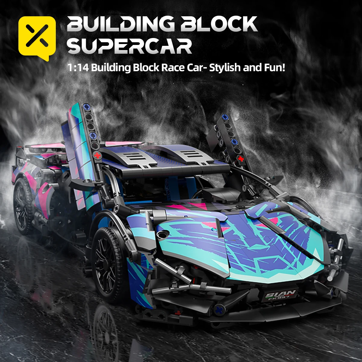

1:14 Scale Neon Supercar Building Set ABS Plastic Model Kit Suitable for Children and Adults Toy Holiday Gift