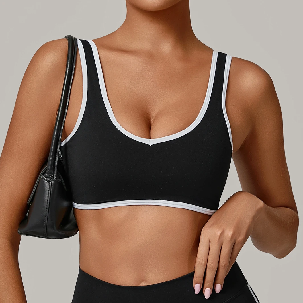 Sujetador Deportivo para Mujer, Top de Gimnasio con Push-Up, Ropa Deportiva 2026, Ropa de Yoga de Verano, Top Deportivo Mujer, Negro y Rojo