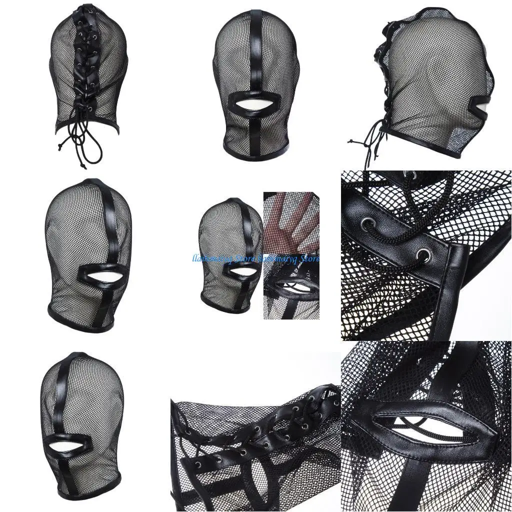 

573B Unique Breathable Black Mesh Head Cover Halloween Carnivals Decors Cosplay Hat