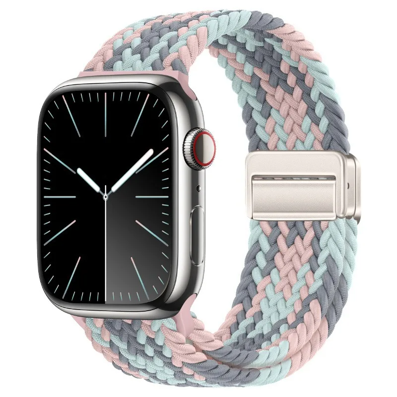 Gevlochten band voor Apple Watch-band 44 mm 40 mm 45 mm 46 mm 49 mm 41 mm 38 Magnetische nylon armband iWatch-serie se 7 6 8 9 10 Ultra 2
