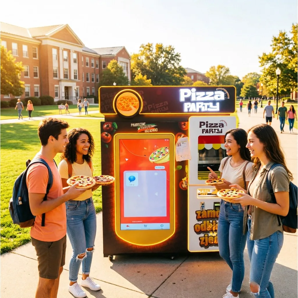 Coin Operated Pizza Vending Machine Built-in Coin Changer For Hospital Railway Station Commercial Entertainment Mall