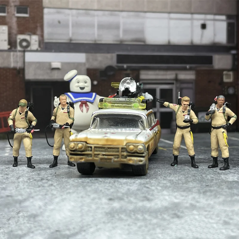 ◉1/64 ゴーストバスターズフィギュア4体➕マシュマロマン１体同梱ＳＰセット ゴーストバスターズ フィギュア ミニチュア樹脂カー,1⁄64スケール