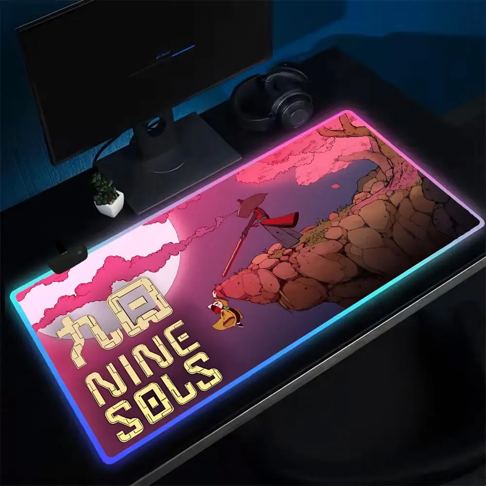 

12Nine Sols Mouse Pad Anime Gaming Mouse Pad LED Table Pads Backlit Rubber Desktop XXL Mousepad RGB Desk Mats
