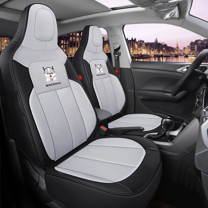 Custom Full PU Leather Car Seat Covers for VW Polo Airbag Compatible Waterproof Auto Seat Cushion Full Set Interior Accessories
