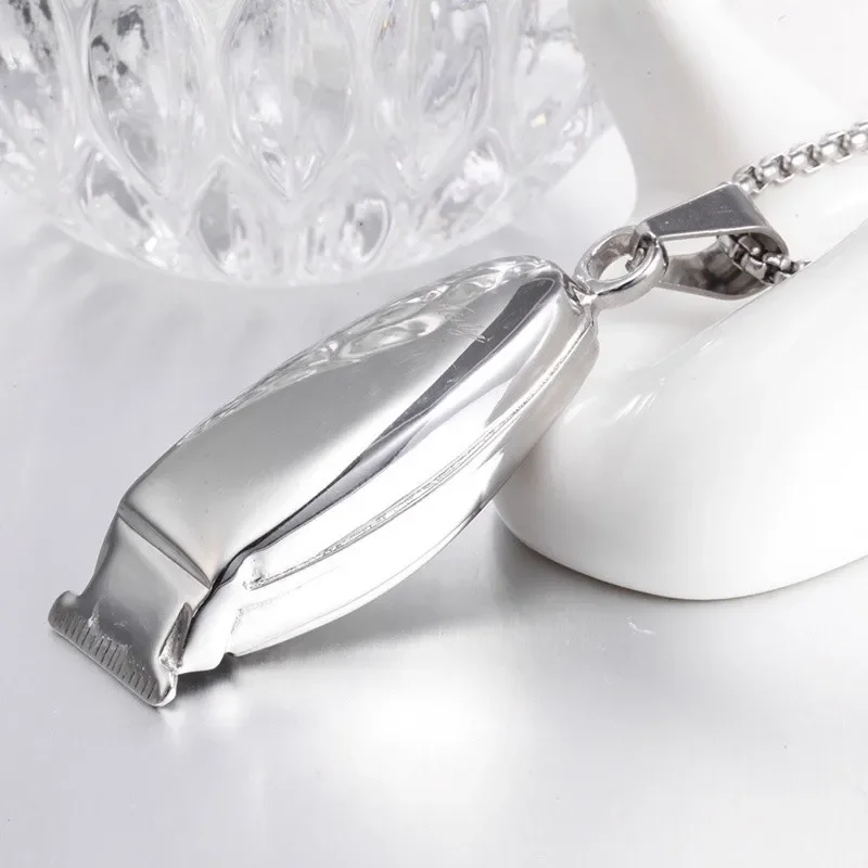 New Classic All Black Mesh Barber Shaver Shape Pendant Necklace Fashion Men's Pendant Jewelry Party Accessories - Image 4