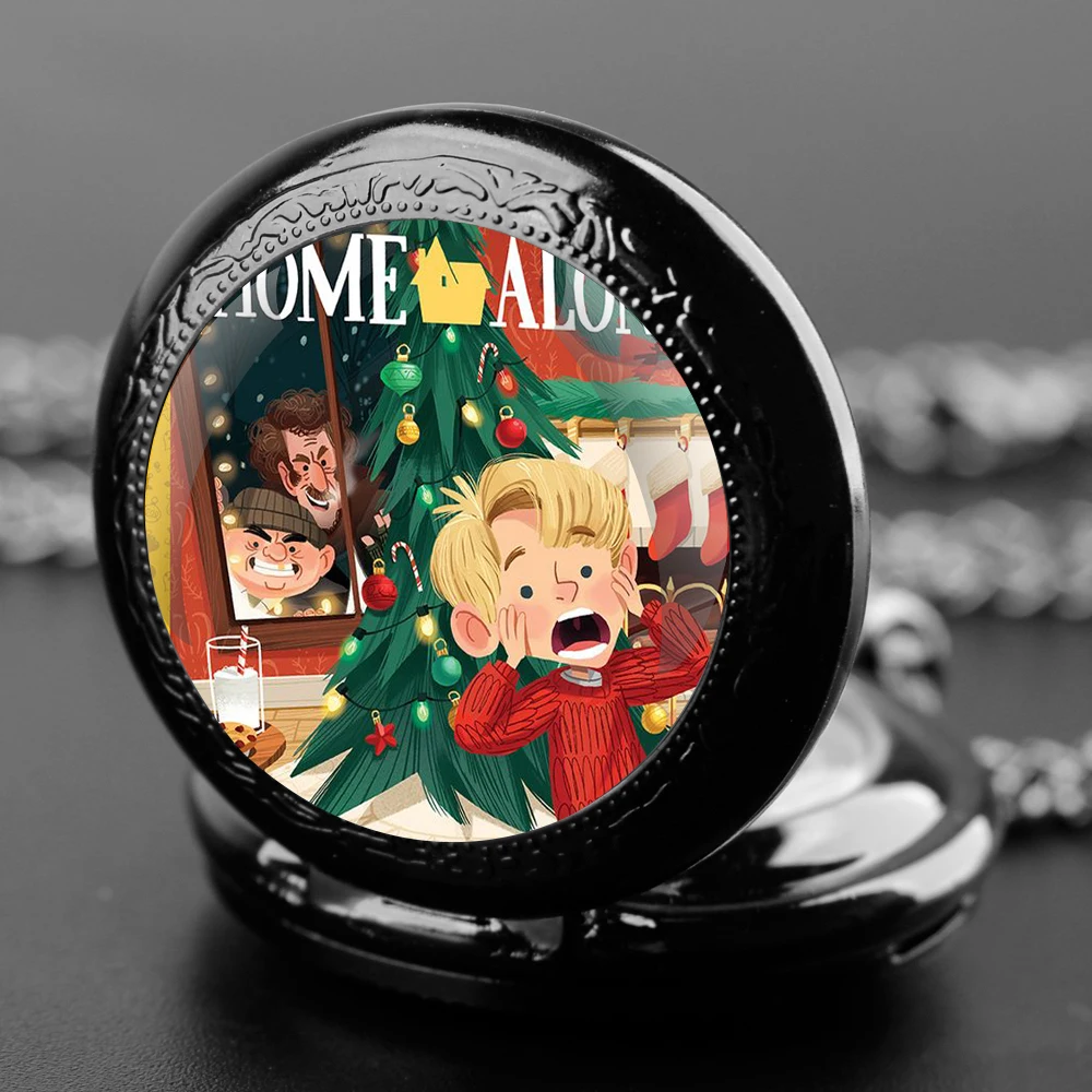 Creative Christmas Gift Glass Dome Quartz Pocket Watch With Durable Chain Arabic Numeral Dial Extraordinary Gifts for Kids