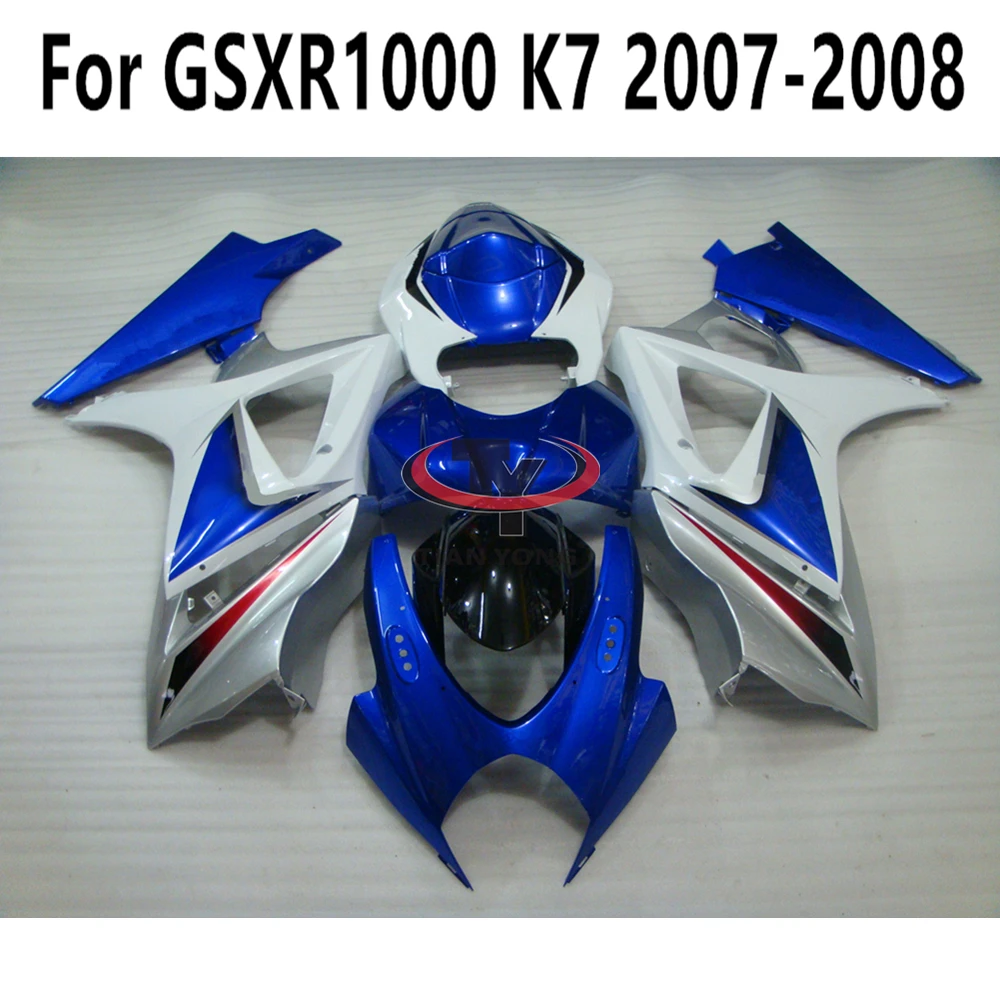 

Black Matte Glossy Blue Silver For GSXR 1000 Fit GSXR1000 2007-2008 K7 Motorcycle Full Fairing Kit Bodywork Cowling Injection