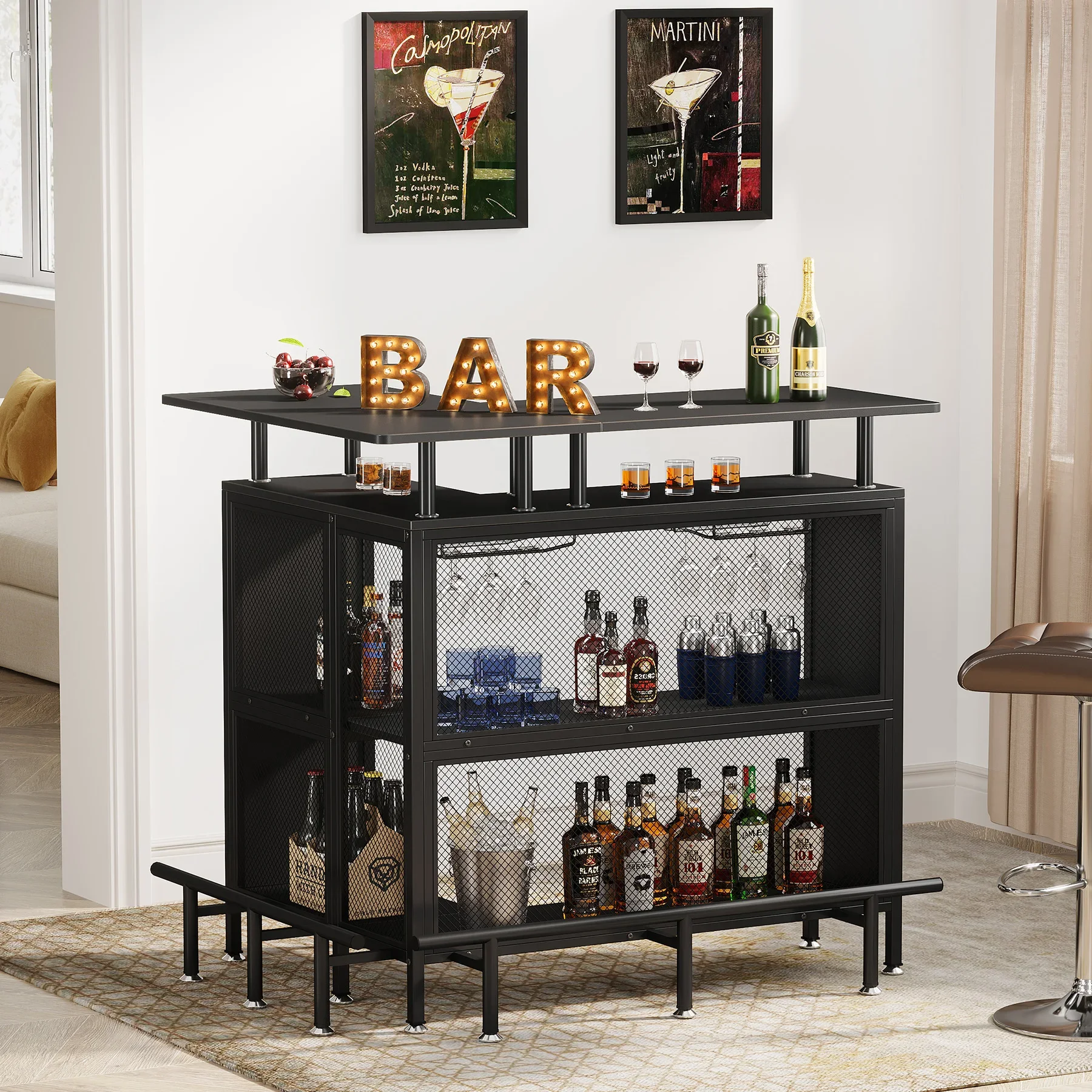 Tribesigns Home Bar Unit Mini armadio da tavolo per liquori