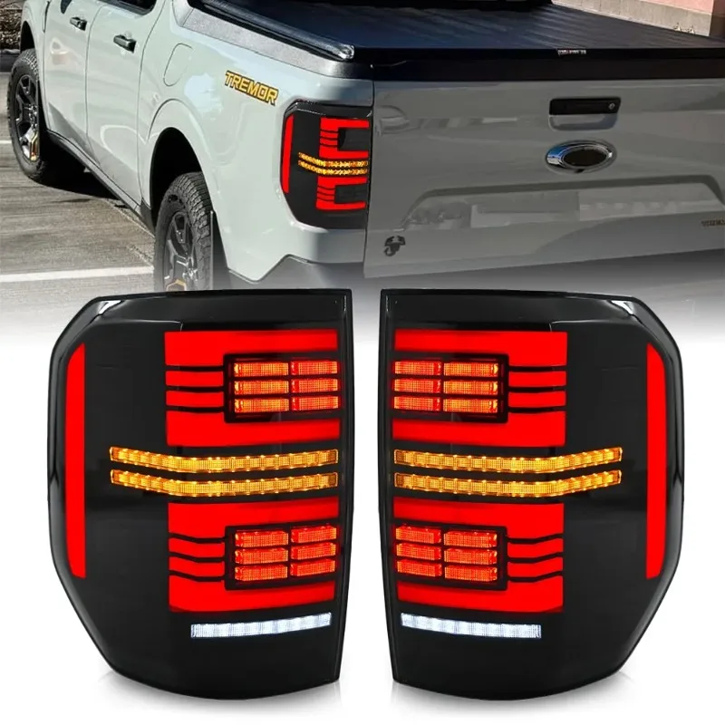 

Для Ford Maverick 2022-2024 светодиодные дымовые задние фонари, пара динамических последовательных задних фонарей слева и справа