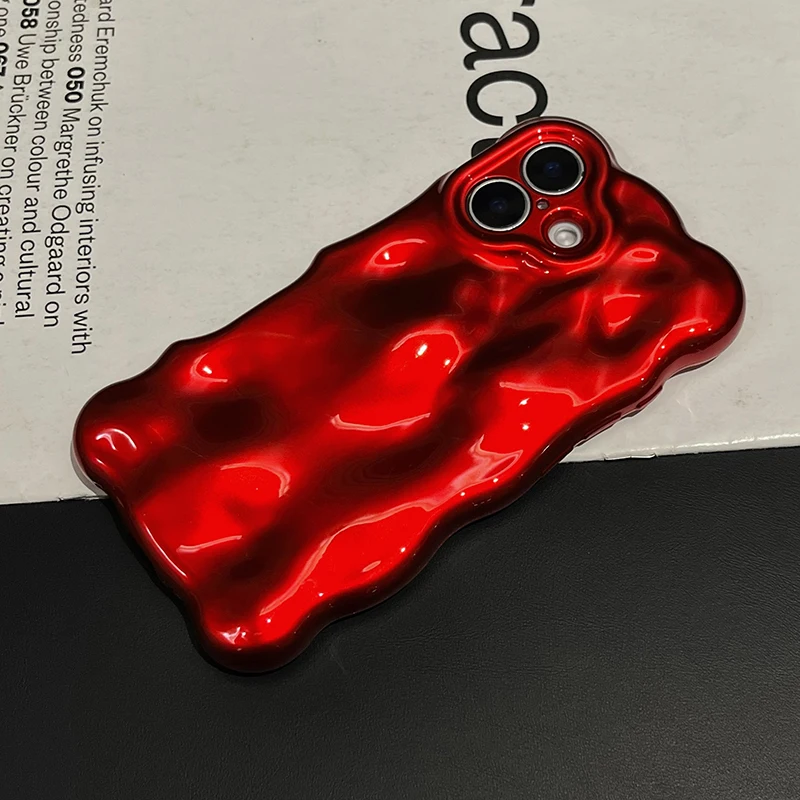Modische rote Wellen-Wasserwellen-TPU-Handyhülle für iPhone Air 11 12 13 14 16 17 18 Pro Max 15 Plus, stoßfeste Silikon-Rückseite – Detail 9