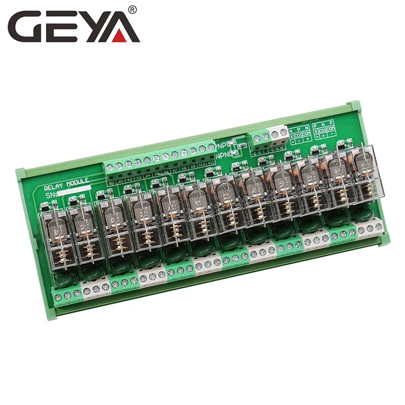 GEYA NG2R Din Rail 12 Group Relay Module Replaceable Relay Board 12VDC 24VDC SPDT RELAY