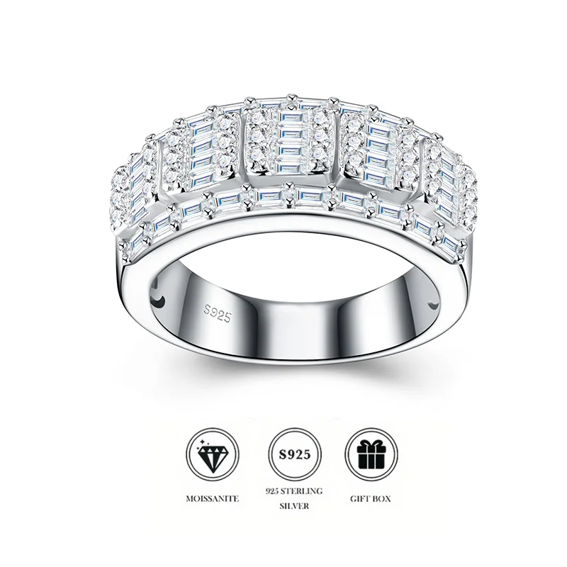 

Кольцо с муассанитом в форме буквы Т, инкрустированное камнями, из стерлингового серебра 925 пробы, обручальное кольцо в стиле хип-хоп, роскошное ювелирное украшение для мужчин и женщин, подарок на годовщину