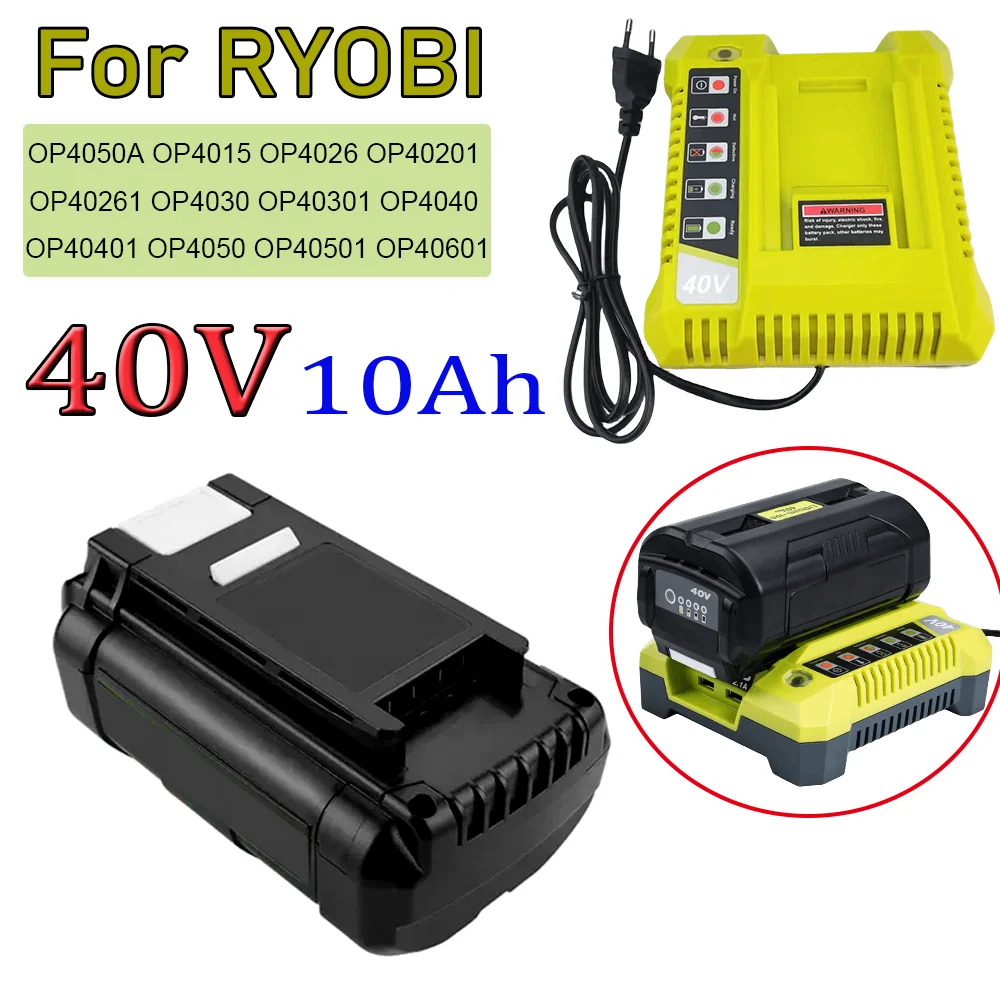 10Ah Li-ion Battery For Ryobi OP4050 OP4026 OP4030 OP4040 OP4060A OP40201 OP40301 40V Cordless Power Tool Replacement Battery