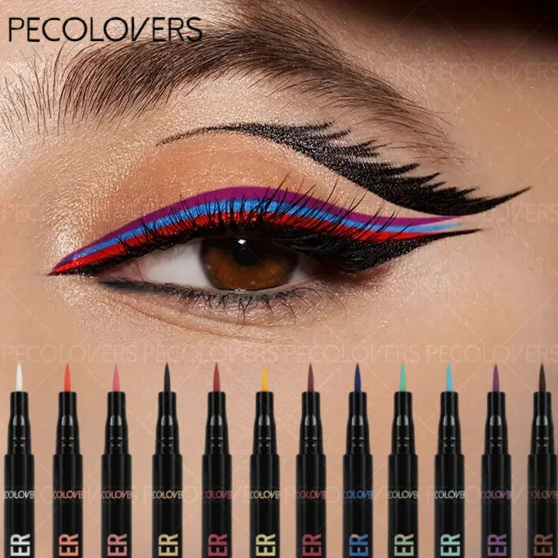 Bunter Eyeliner-Flüssigkeitsstift, matt, glatt, schnell trocknend, wasserdicht, ultradünn, leicht zu tragender Eyeliner, nicht verschmierendes Schönheits-Make-up