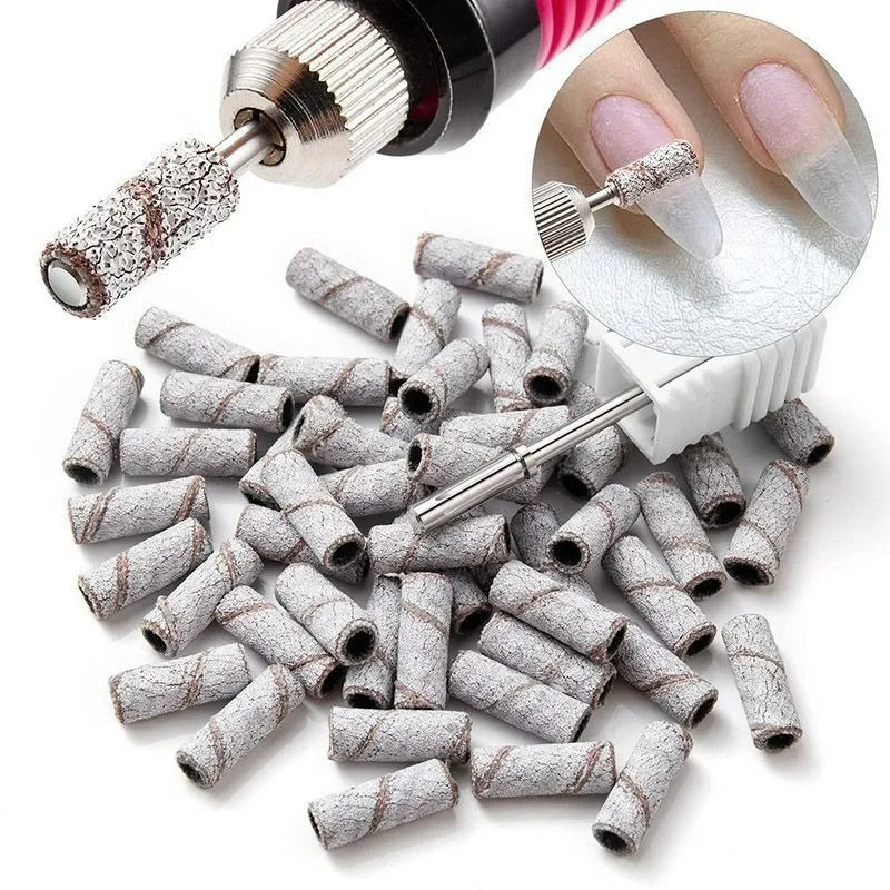50/200 قطعة مجموعة أربطة الرملي الصغيرة مسمار مثقاب الخشب مانيكير طحن خواتم اكسسوارات لإزالة الاكريليك هلام أدوات تلميع الأظافر