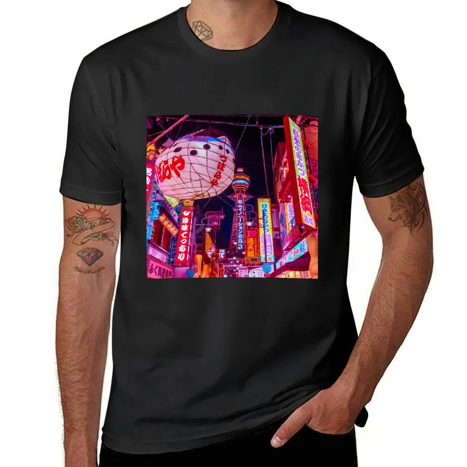 Electric Postcard From Osaka T-Shirt anime clothes oversizeds Aesthetic clothing t shirts for men