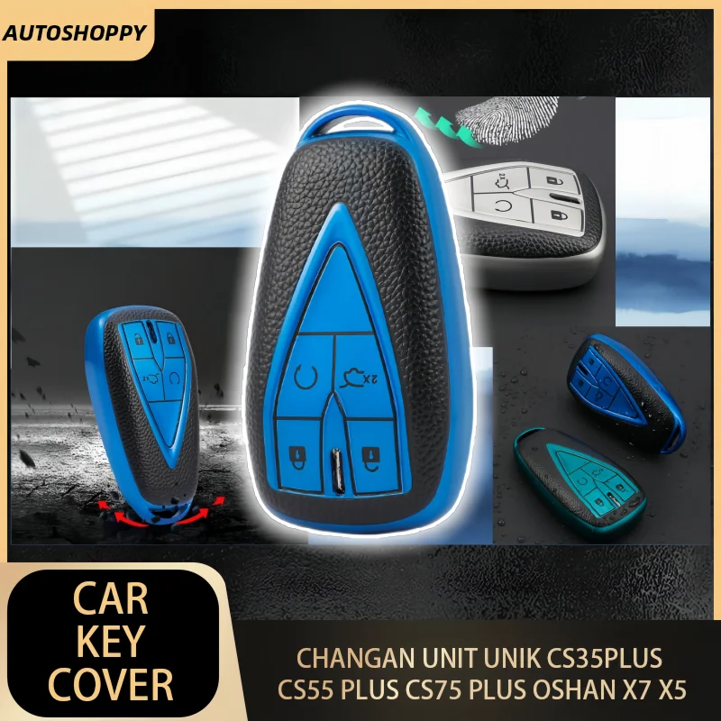 

New TPU Leather Car Remote Key Case Cover Holder Shell For Geely Emgrand X7 EX7 Coolray 2019-2020 Auto Accessories