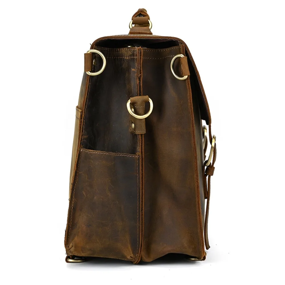 Large Retro Backpack Multifunctional Fashion Briefcase Simple and Versatile Men's Leather Handbag Backpack Cowhide Messenger Bag