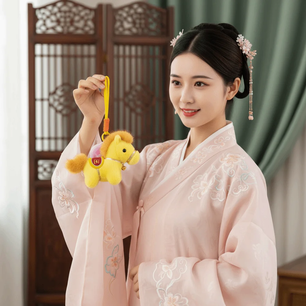 مضحك الإبداعية الحصان المفاتيح لطيف محشوة الحيوان الحصان قلادة لينة حسن الحظ الكرتون ستيد سنة الحصان