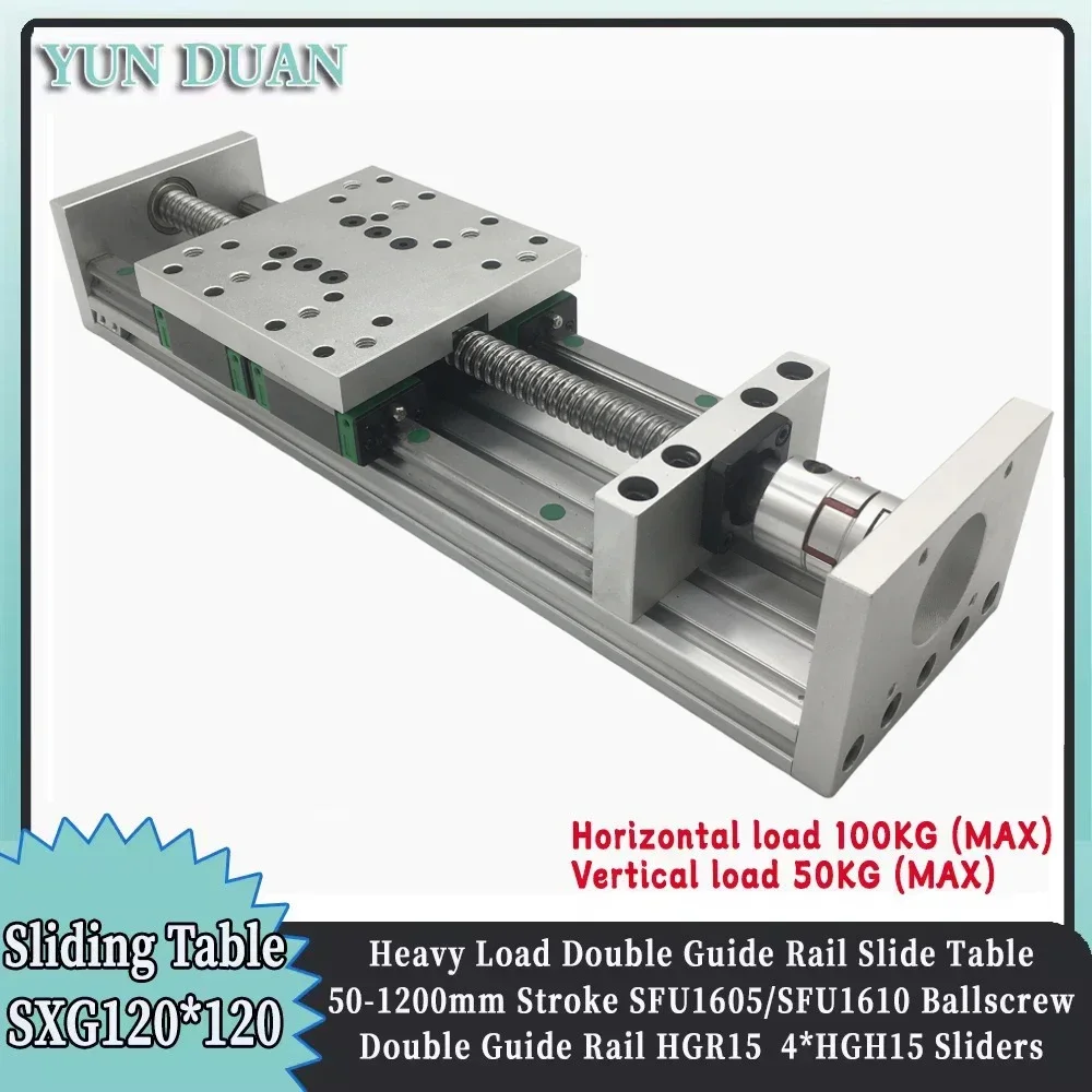 

100mm Width Double Linear Guide Heavy Duty Sliding Table SFU1605/1610 BallScrew 50-1200mm Linear Actuator XYZAxis CNC 4PCS HGR15