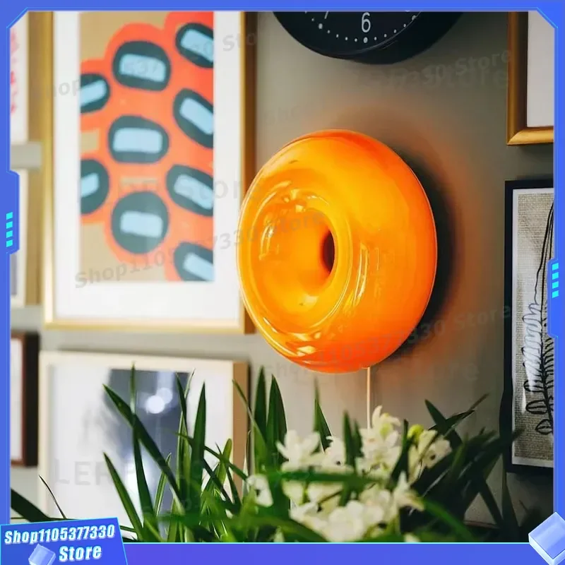 Nordic Donut Wall Lamp Glass Bedroom Study Light Modern Ins Style Atmosphere Decorative Personalized Reading Night Light